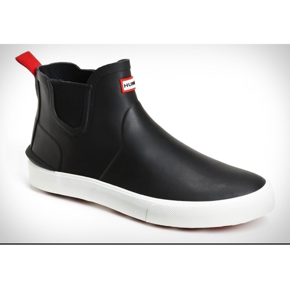 Hunter Daleton Sneakers Mens 12 Black Rubber Rain Boots Chelsea Waterproof